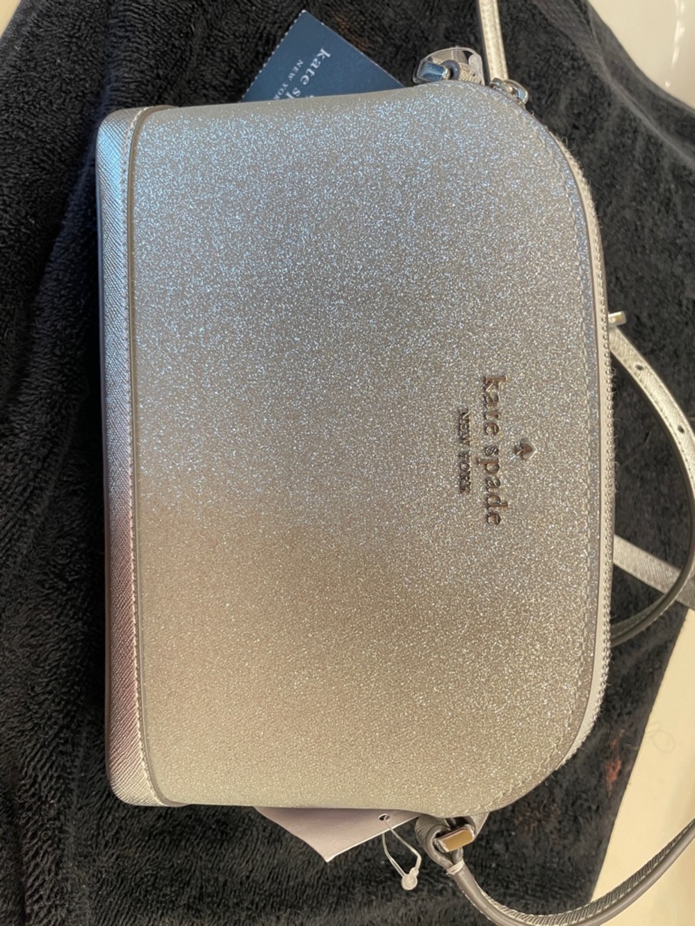 kate spade Silver Glitter Crossbody Camera Bag